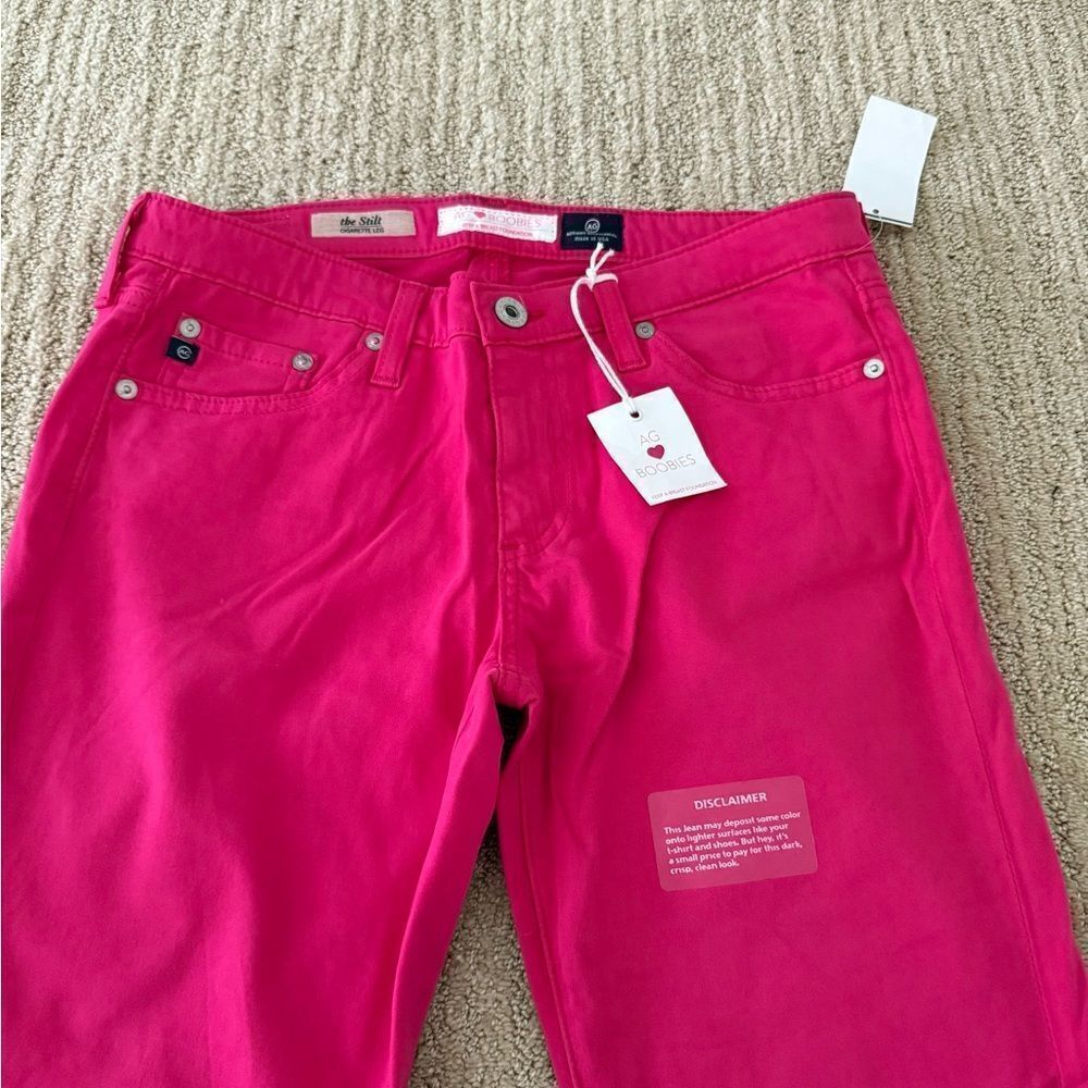 AG Adriano Goldschmied The Stilt Cigarette Leg Bright Pink Jeans - Picture 3 of 7